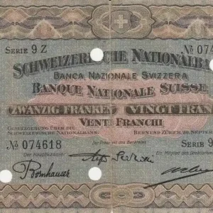 Garantie Incluse Billet Suisse 20 Francs Paysanne - 29-09-1927 Série 9 Z