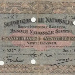 Billet Suisse 20 Francs Paysanne - 29-09-1927 Série 10 E Prix Réduit