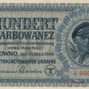 Pas Cher Billet Ukraine 100 Karbowanez Pêcheur - 10-03-1942 Série 4