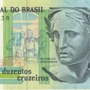 Billet Brésil 200 Cruzeiros Liberté - Peinture Patria - 1990 Série A.0516 Solde