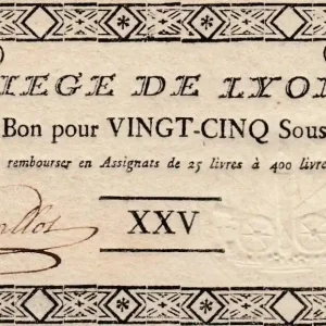 Billet France 25 Sous Siège de Lyon - 19-09-1793 Dernière Chance