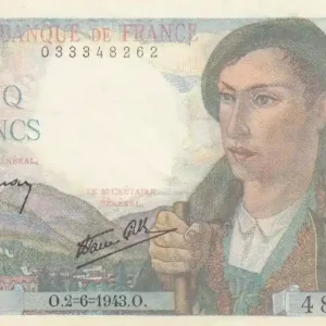 Dernière Chance Billet France 5 Francs Berger - 02-06-1943 Série J.14