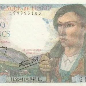 Offre Spéciale Billet France 5 Francs Berger - 25-11-1943 Série W.80