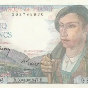 Billet France 5 Francs Berger - 30-10-1947 Série C.146 Affaire À Saisir