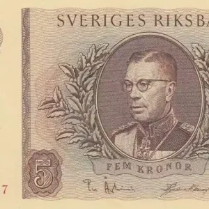 Billet Suède 5 Kronor Roi Gustaf VI - 1956 Expédié Aujourd’hui