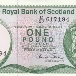 Prix Choc Billet Ecosse 1 Pound Armoiries - Château Edinbourg - 1986