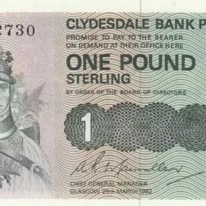 Billet Ecosse 1 Pound Robert le Bruce - Scène de bataille - 1982 Populaire