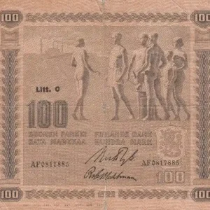 Billet Finlande 100 Markkaa Groupe de personnes - 1932 / 1945 Certifié
