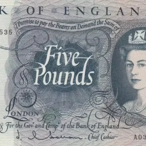 Authentique Billet Royaume-Uni 5 Pounds Elisabeth II - Britannia - 1963