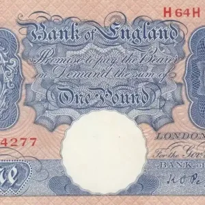 Billet Royaume-Uni 1 Pound Britannia - Série H64H - Sign Peppiatt - 1940/1948 Fait Main