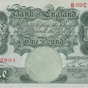 Billet Royaume-Uni 1 Pound Britannia - Série B02C - 1949/1955 Expédition Rapide