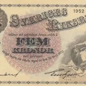 Commander Maintenant Billet Suède 5 Kronor Roi Gustaf Vasa - 1952