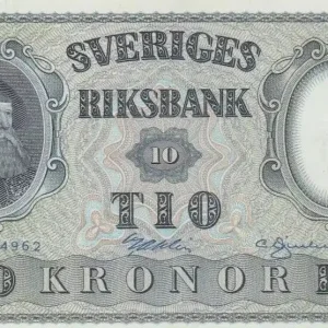 Offre Exclusive Billet Suède 10 Kronor Roi Gustaf Vasa - 1954