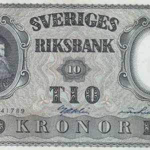 Livraison Mondiale Billet Suède 10 Kronor Roi Gustaf Vasa - 1957