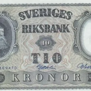 Offre Limitée Billet Suède 10 Kronor Roi Gustaf Vasa - 1959