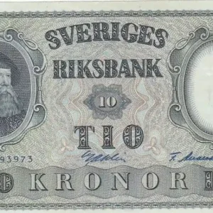 Retour Gratuit Billet Suède 10 Kronor Roi Gustaf Vasa - 1956