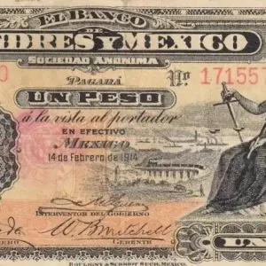 Billet Mexique 1 Peso Justice et Paix Assises - armoiries - 1914 Offre Exclusive