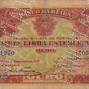 Retour Gratuit Billet Mozambique R.5 0.50 Libra, Armoiries - Ornements - 1919