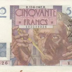 Billet France 50 Francs Le Verrier - 12-06-1947 Série V.77 - SUP Super Prix