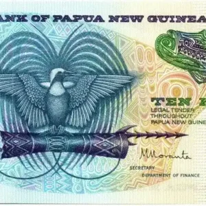 Original Billet Papouasie-Nouvelle-Guinée 10 Kina Oiseau de Paradis - Artisanat - 1985