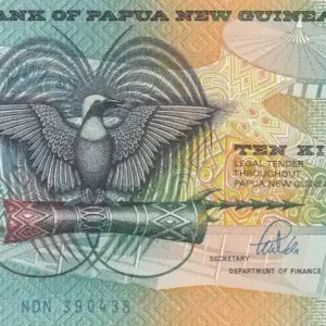Billet Papouasie-Nouvelle-Guinée 10 Kina Oiseau de Paradis - Artisanat - 1988 Authentique