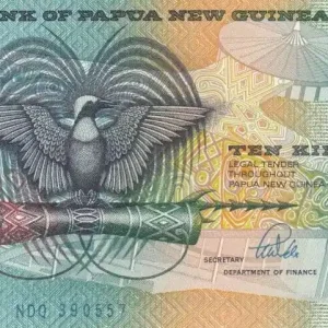 Remise Billet Papouasie-Nouvelle-Guinée 10 Kina Oiseau de Paradis - Artisanat - Série NDQ - 1988