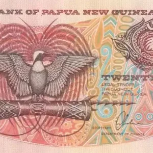 Billet Papouasie-Nouvelle-Guinée 20 Kina Oiseau de Paradis - Sanglier - Série SBD - 1988 Solde
