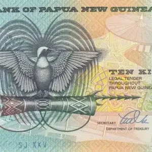 Must-Have Billet Papouasie-Nouvelle-Guinée 10 Kina Oiseau de Paradis - 25 ans de la Banque - Série AY - 1998