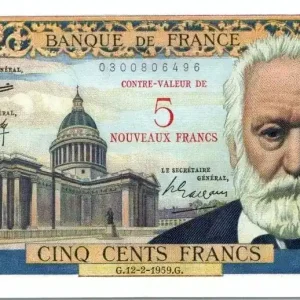 Billet France 5 NF sur 500 Francs sur 500 Francs, Victor Hugo - 1959 Meilleure Vente