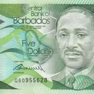 Paiement Sécurisé Billet Barbade 5 Dollars Sir Frank Worrell - Batiment - 2013