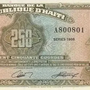 Solde Billet Haïti 250 Gourdes - Jean Jacques Dessalines - Armoiries - 1988