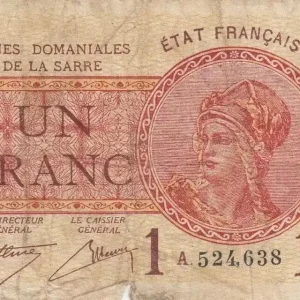 Top Qualité Billet Sarre 1 Franc Portrait de femme - 1920 - A.524638