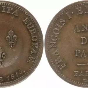 Meilleure Qualité France 2 Francs (Module), Ange de Paix - 1814 Essai de Tiolier
