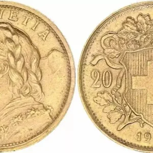 Suisse 20 Francs Vreneli 1927 - B Usine Directe