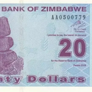 Vente Directe Billet Zimbabwe 20 Dollars Chiremba - Usine - 2009