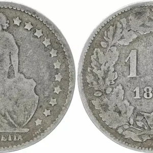 Suisse 1 Franc Helvetia - 1875 B Berne En Vogue