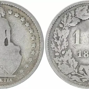 Suisse 1 Franc Helvetia - 1876 B Berne Populaire