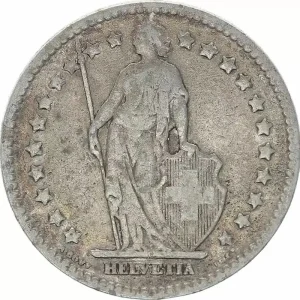 Suisse 1 Franc Helvetia - 1908 B Berne Meilleure Vente