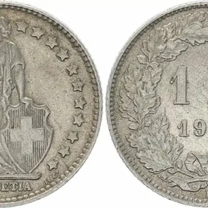 Suisse 1 Franc Helvetia - 1962 B Berne Authentique