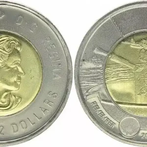 Artisanat Canada 2 Dollars Elisabeth II - Bataille de l'Atlantique 2016