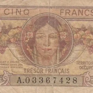 Dernière Chance Billet France 5 Francs Portrait de femme - 1947