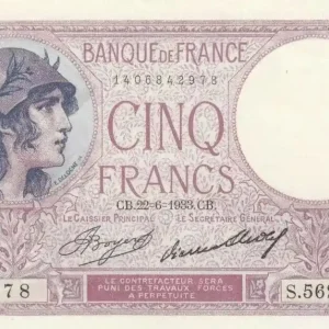 Jusqu’à Épuisement Des Stocks Billet France 5 Francs Violet - 1933