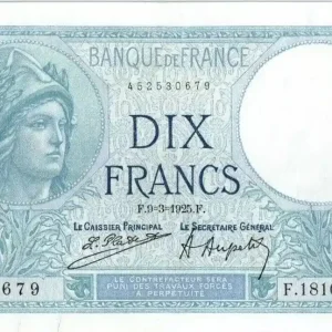 Billet France 10 Francs Minerve - 09-03-1925 Série F.18102 Prix Cassé