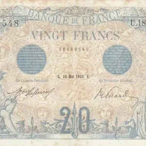 Billet France 20 Francs Bleu - U.1867 - 1912 Fait Main