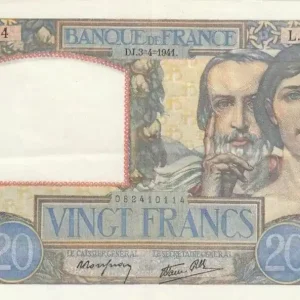 Acheter Direct Billet France 20 Francs Science et Travail - 03-04-1941 Série L.3297