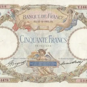 Offre Exclusive Billet France 50 Francs Luc Olivier Merson - 12-10-1933 Série Y.14478