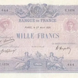 Billet France 1000 Francs Rose et Bleu - Y.1578 - 1921 Vente Directe