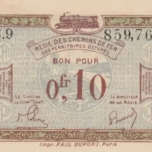 Livraison Mondiale Billet France R.2 0.10 Franc, Territoires Occupés - 1923