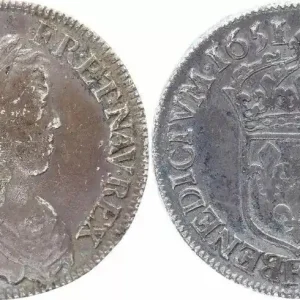 France 1/2 Ecu Louis XIV à la mèche longue - 1651 F Angers Livraison Gratuite