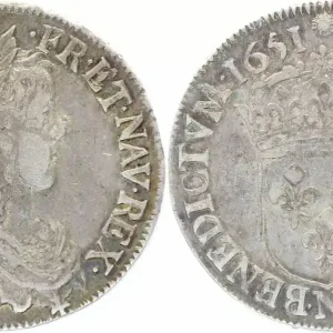 France 1/2 Ecu Louis XIV à la mèche longue - 1651 N Montpellier Prix Choc